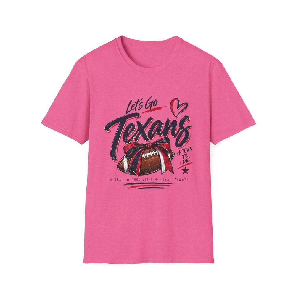 Lets Go Texans T-Shirt Football Script Design